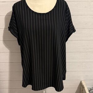 Maurices Black Pinstripe Short Sleeve Top